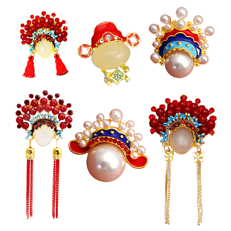 New Original Chinese Style China-Chic Red Pins Ethnic Style Opera Huadan Face Makeup Lifetime Lion Rising brooch clasp