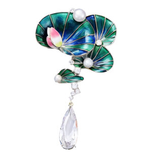Chinese style lucky lotus brooch, high-end women's lotus water lily brooch, new Chinese style pearl chest flower suit cheongsam accessories