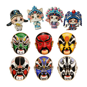 National quintessence Beijing opera facial makeup opera brooch Chinese style chest flower badge backpack accessories cultural and creative gifts souvenir decoration