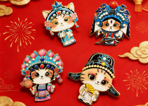Chinese style Hua Dan face brooch retro