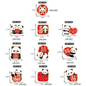 Chinese style metal panda cartoon red cute gift brooch