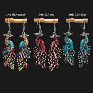 Jingtai Blue Peacock Earrings Female Imitation Miao Silver Ethnic Totem Phoenix Bell Earrings Scenic Area Ear Accessories