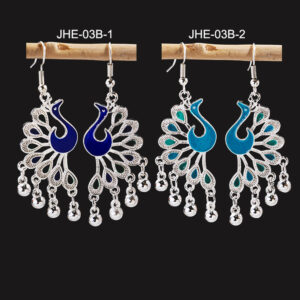 Jingtai Blue Peacock Earrings Female Imitation Miao Silver Ethnic Totem Phoenix Bell Earrings Scenic Area Ear Accessories