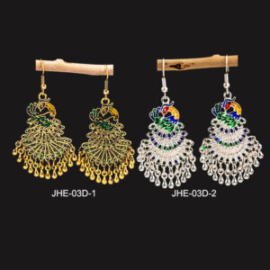 Jingtai Blue Peacock Earrings Female Imitation Miao Silver Ethnic Totem Phoenix Bell Earrings Scenic Area Ear Accessories