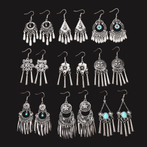 New Chinese China-Chic Ancient Style Earrings Female Retro Palace Tibetan Silver Tassel Long Hanfu Earrings Ethnic Style Earrings Jewelry
