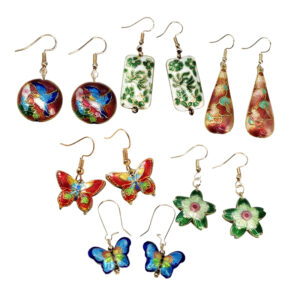 Original handmade cloisonn é earrings for women with classical temperament, simple and versatile, water droplet flower earrings, retro ear accessories