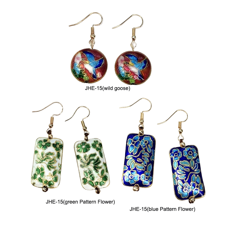 Original handmade cloisonn é earrings for women with classical temperament, simple and versatile, water droplet flower earrings, retro ear accessories