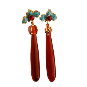 New popular Chinese style long water droplet earrings, new Chinese Hanfu qipao accessories, earrings, earrings without ear holes, ear clips