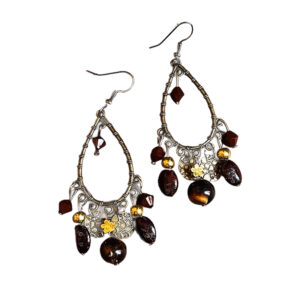 Ethnic style beaded tassel earrings for women, new Chinese retro hollow water droplet earrings, Bohemian long ear accessories