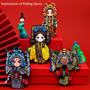 Wooden Peking Opera Mask Refrigerator Sticker Chinese Style Cultural and Creative Souvenir Magnetic Sticker Mu Guiying, Guan Yu, Yang Guifei Magnetic Suction Sticker
