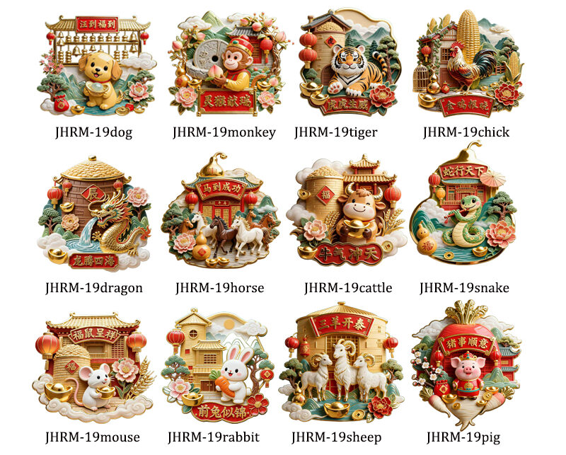 Acrylic refrigerator sticker with Chinese culture, 12 zodiac signs, magnetic suction refrigerator sticker, souvenir gift, strong magnetic sticker