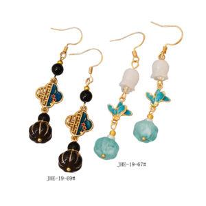 New Chinese style earrings, national style brass ear hooks, retro court style, ethnic Hanfu qipao, ancient style earrings